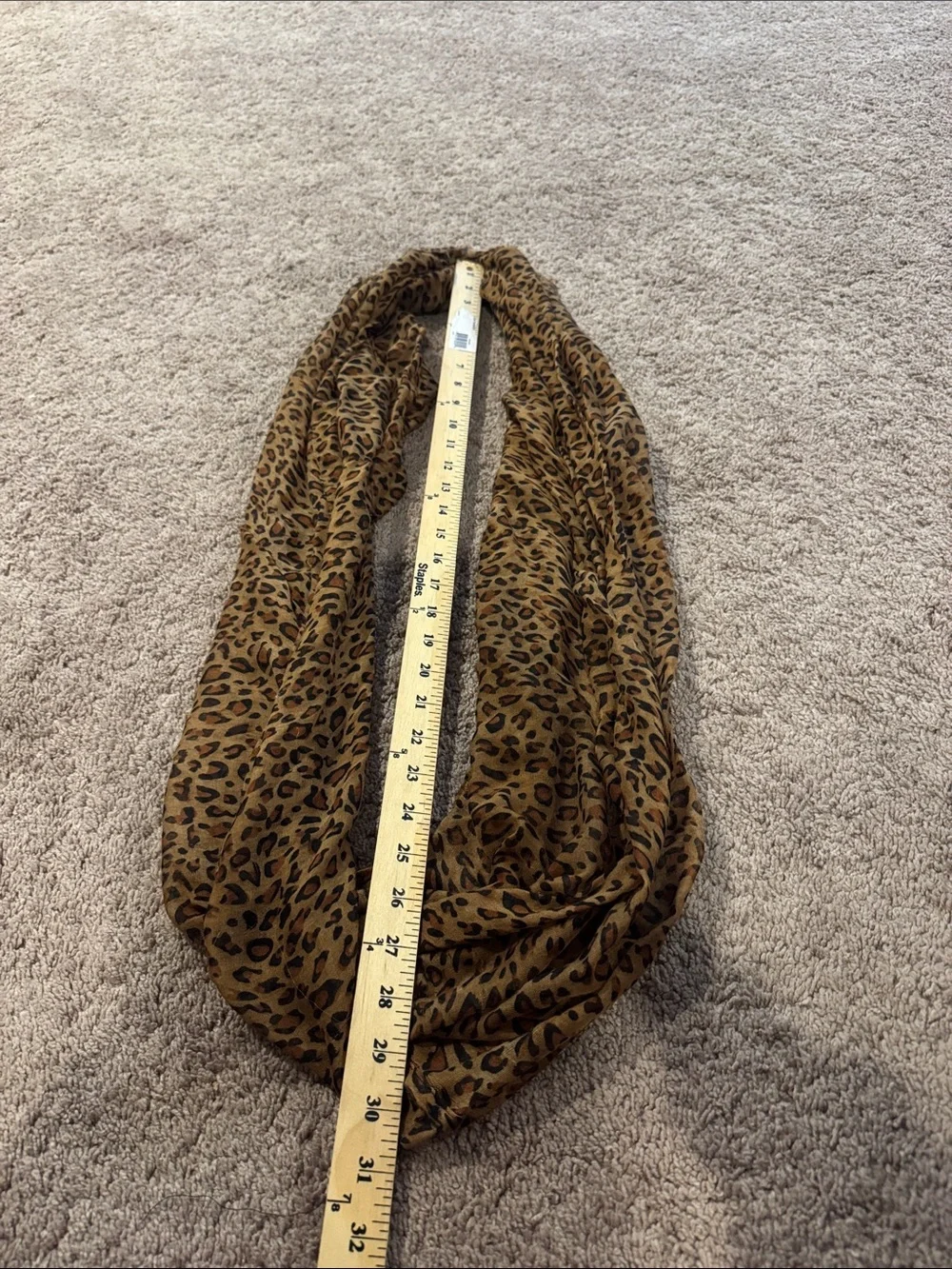 Leopard Print Infinity Scarf - Brown/black lightweight fabric animal print